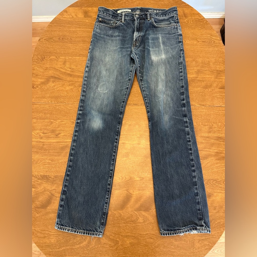GAP Jeans 1969 Men’s 32x33 Straight Fit Denim Blue Dark Stone Wash Tagged 32x34